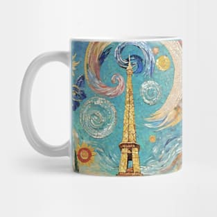 Eiffel Tower Mosaic Dreams: Van Gogh's Starry Night Paris Mug